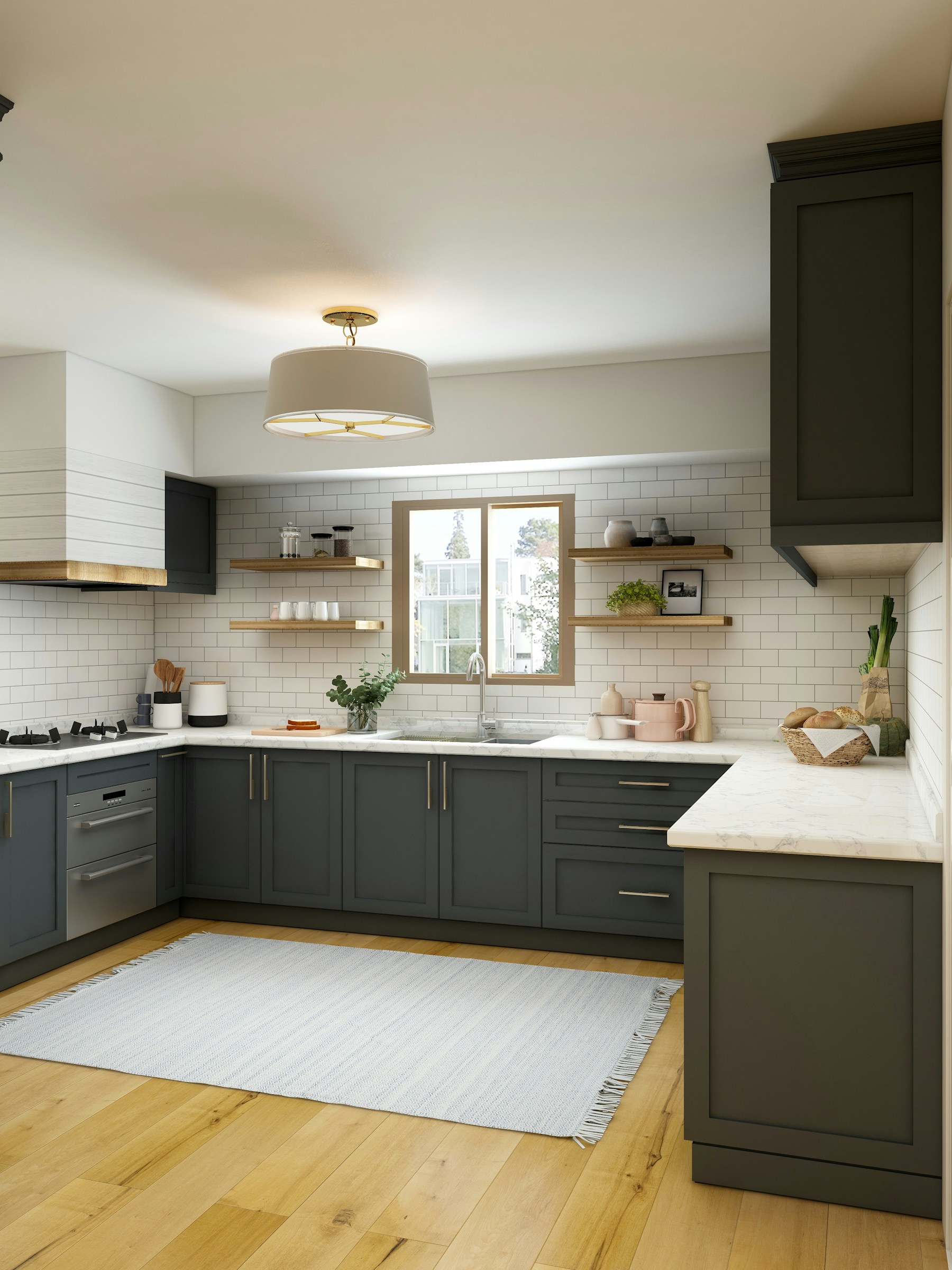 Premium finished kitchen with island and warm cabinetry.